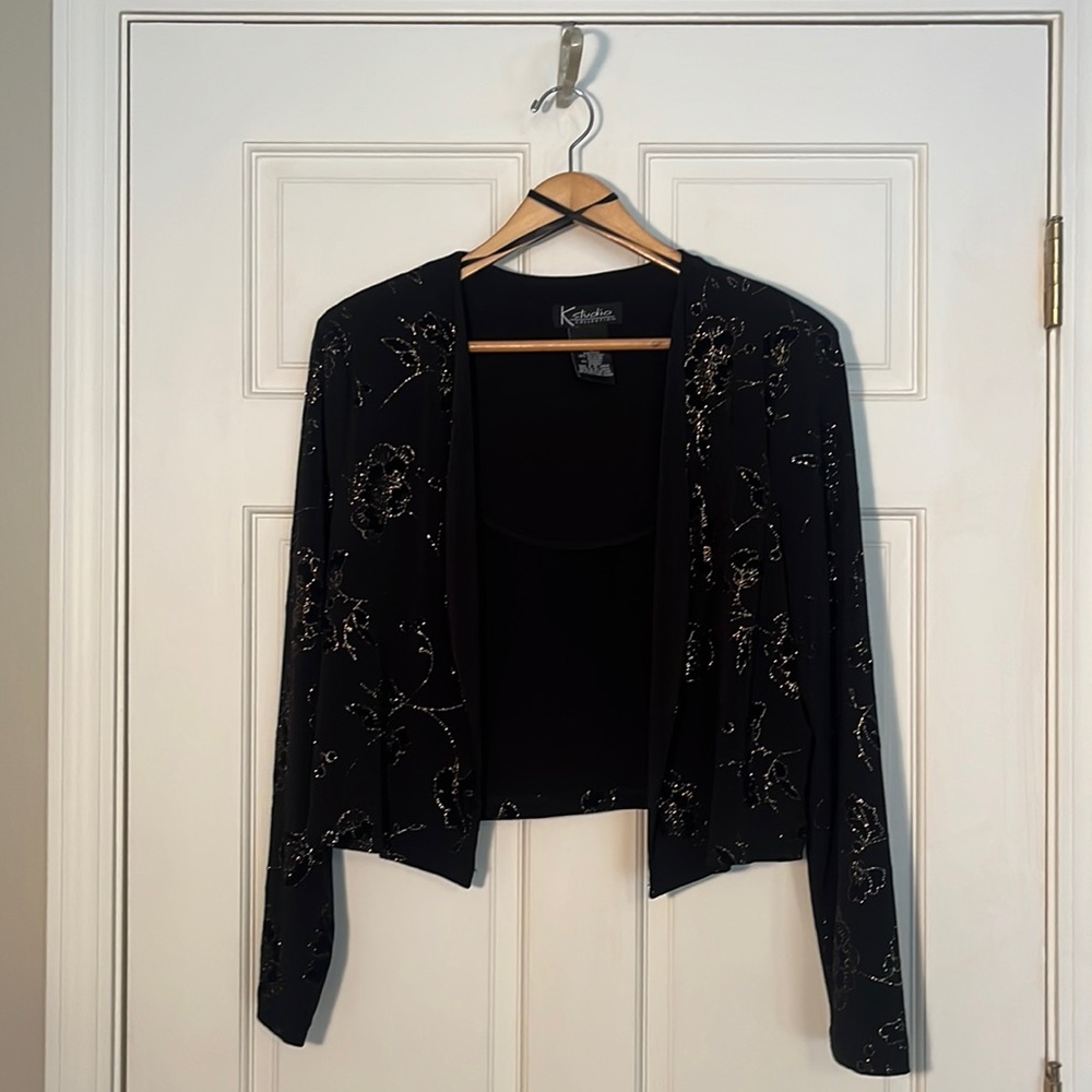 Evening jacket | size 16 | gold flower print